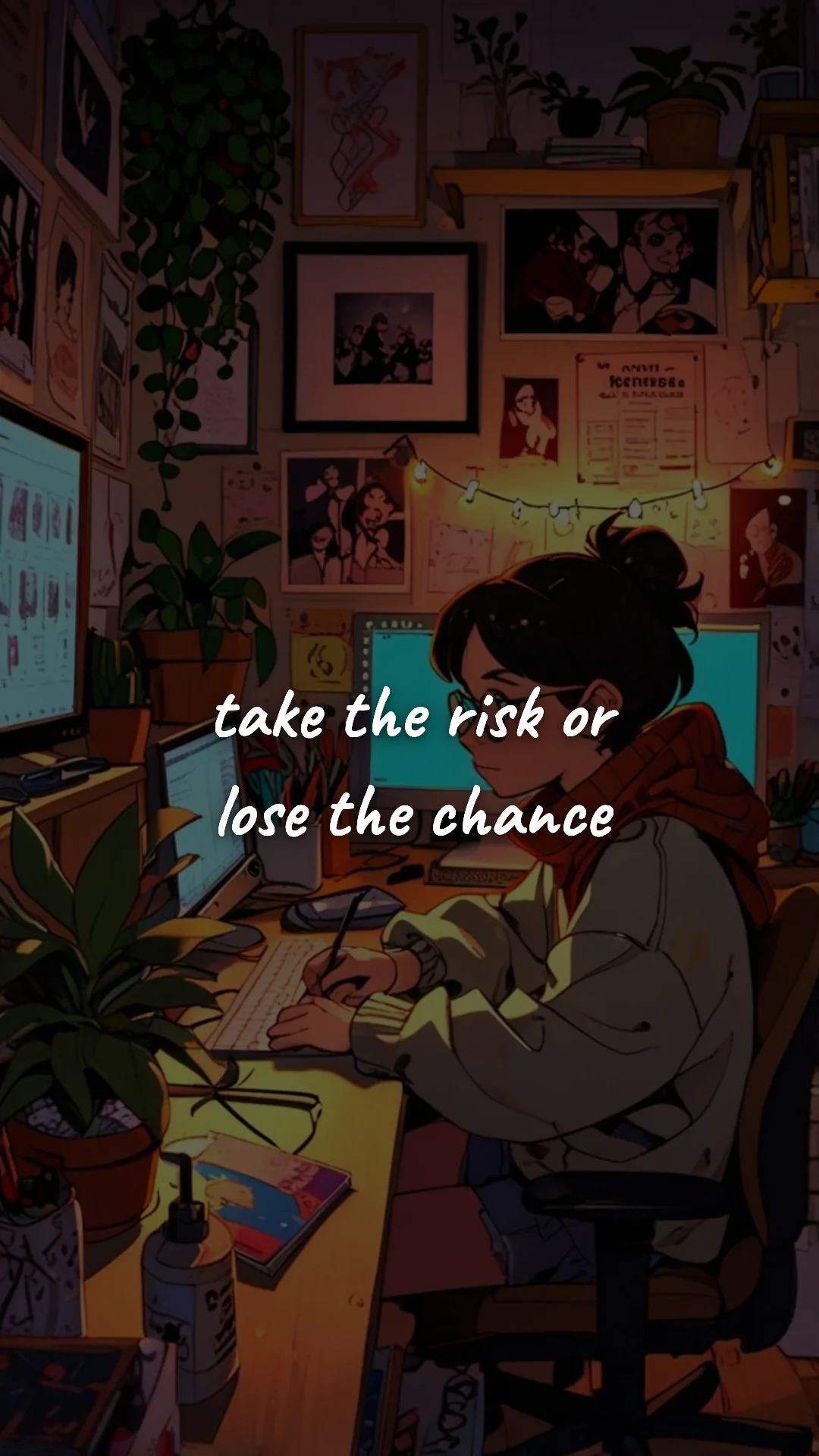 Take the risk or lose the chance. — career motivation wallpaper