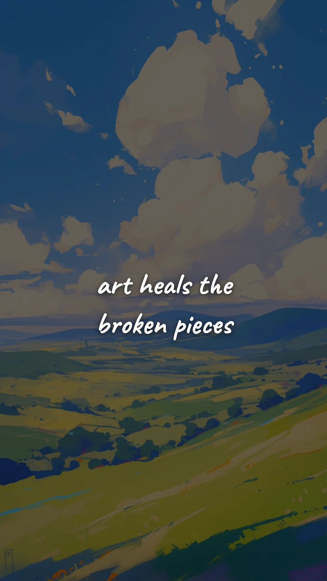 Art heals the broken pieces. — creative motivation wallpaper