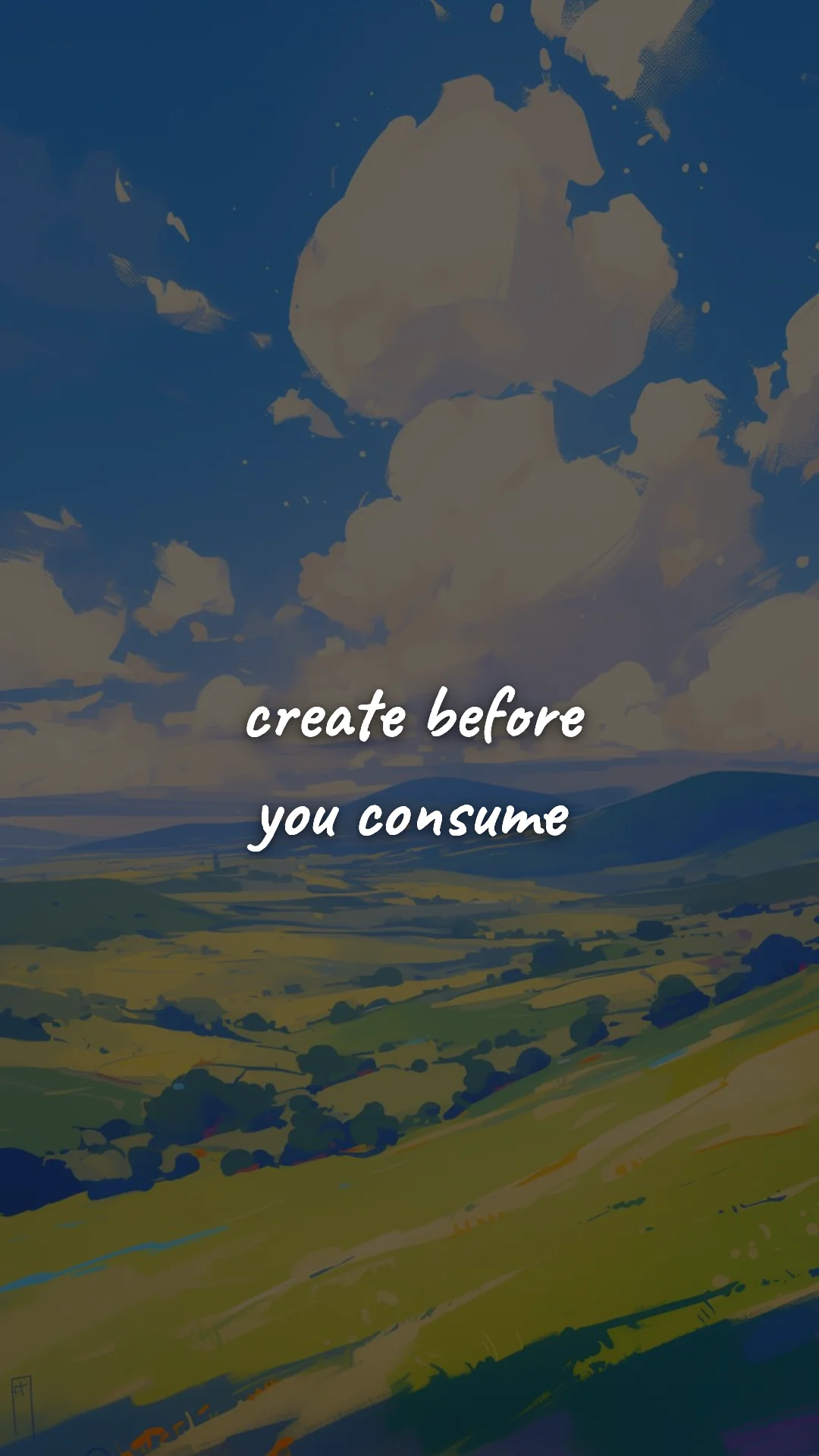 Create before you consume. — creative motivation wallpaper