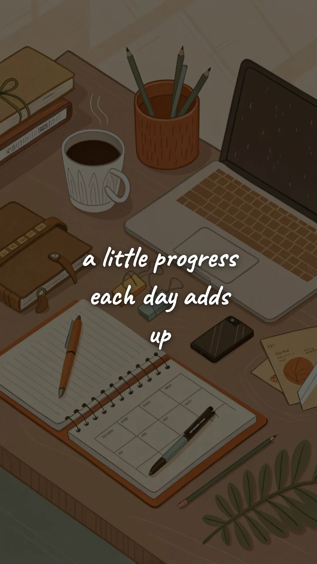 A little progress each day adds up. — study & student motivation wallpaper