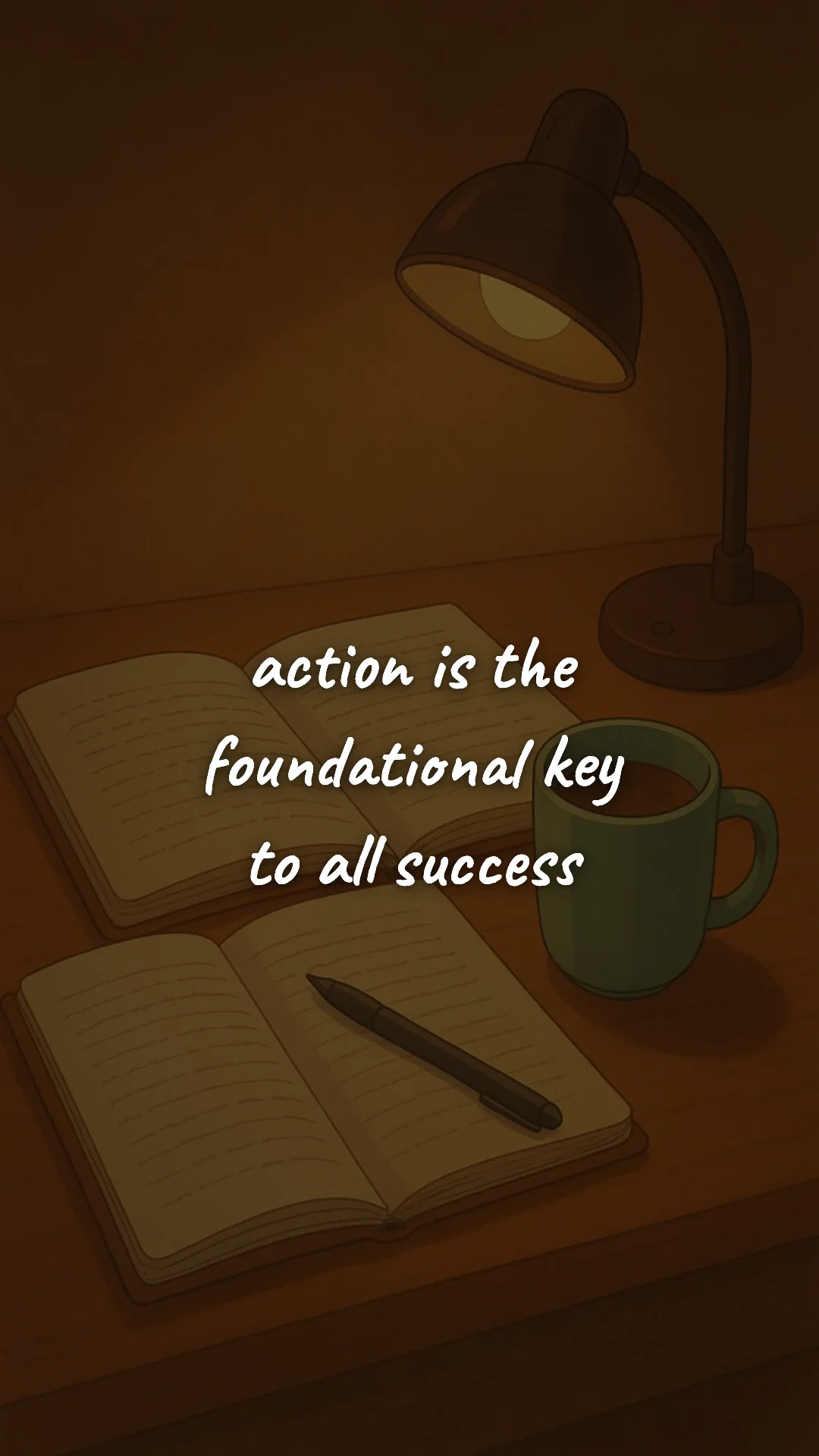 Action is the foundational key to all success. — study & student motivation wallpaper