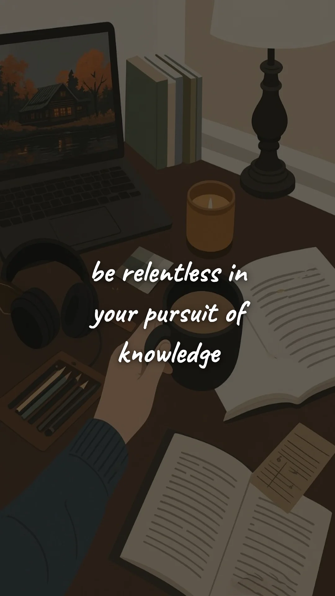 Be relentless in your pursuit of knowledge. — study & student motivation wallpaper