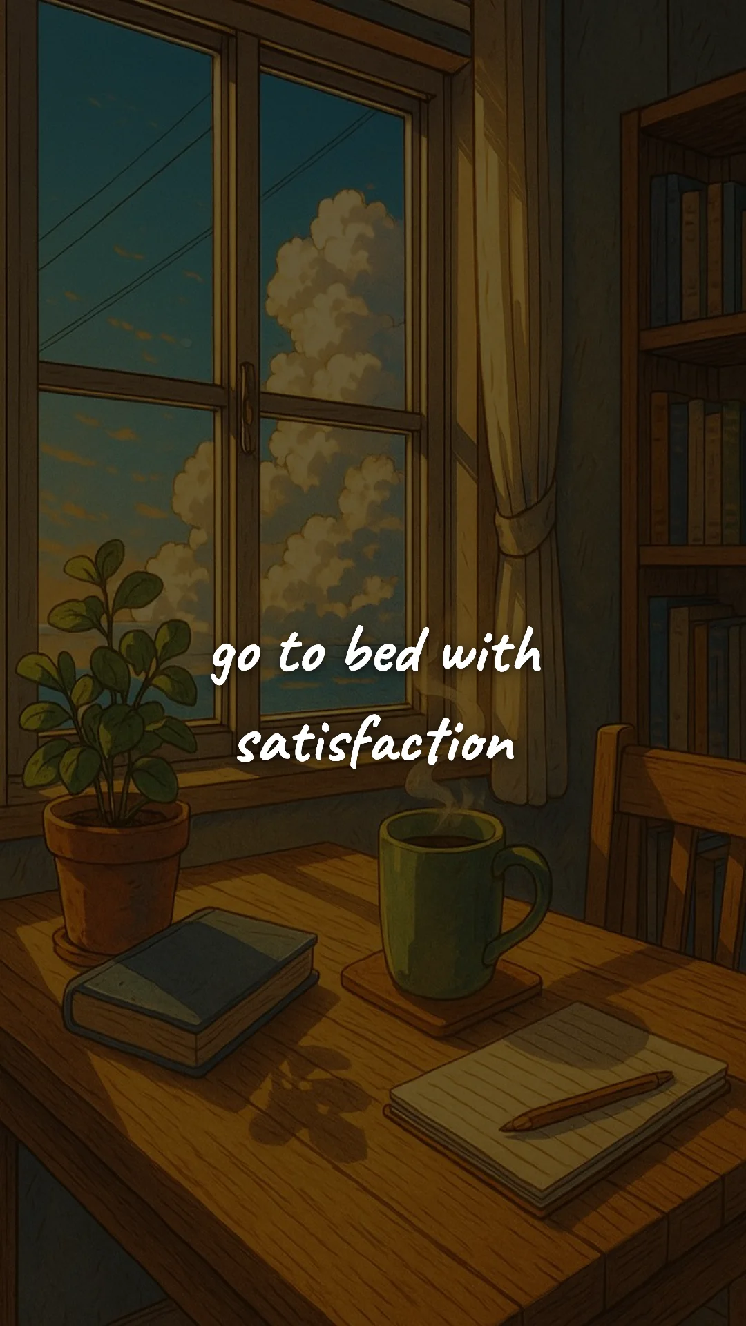 Go to bed with satisfaction. — study & student motivation wallpaper