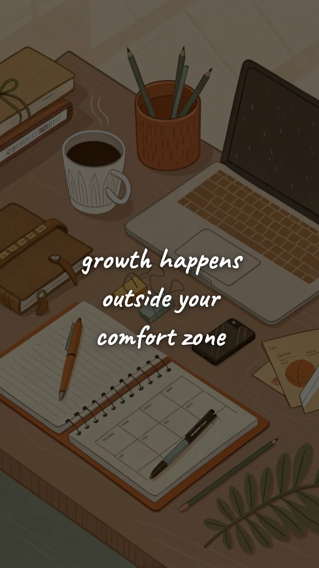 Growth happens outside your comfort zone. — study & student motivation wallpaper