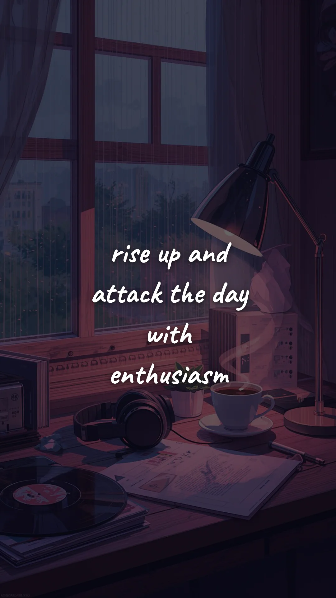 Rise up and attack the day with enthusiasm. — study & student motivation wallpaper