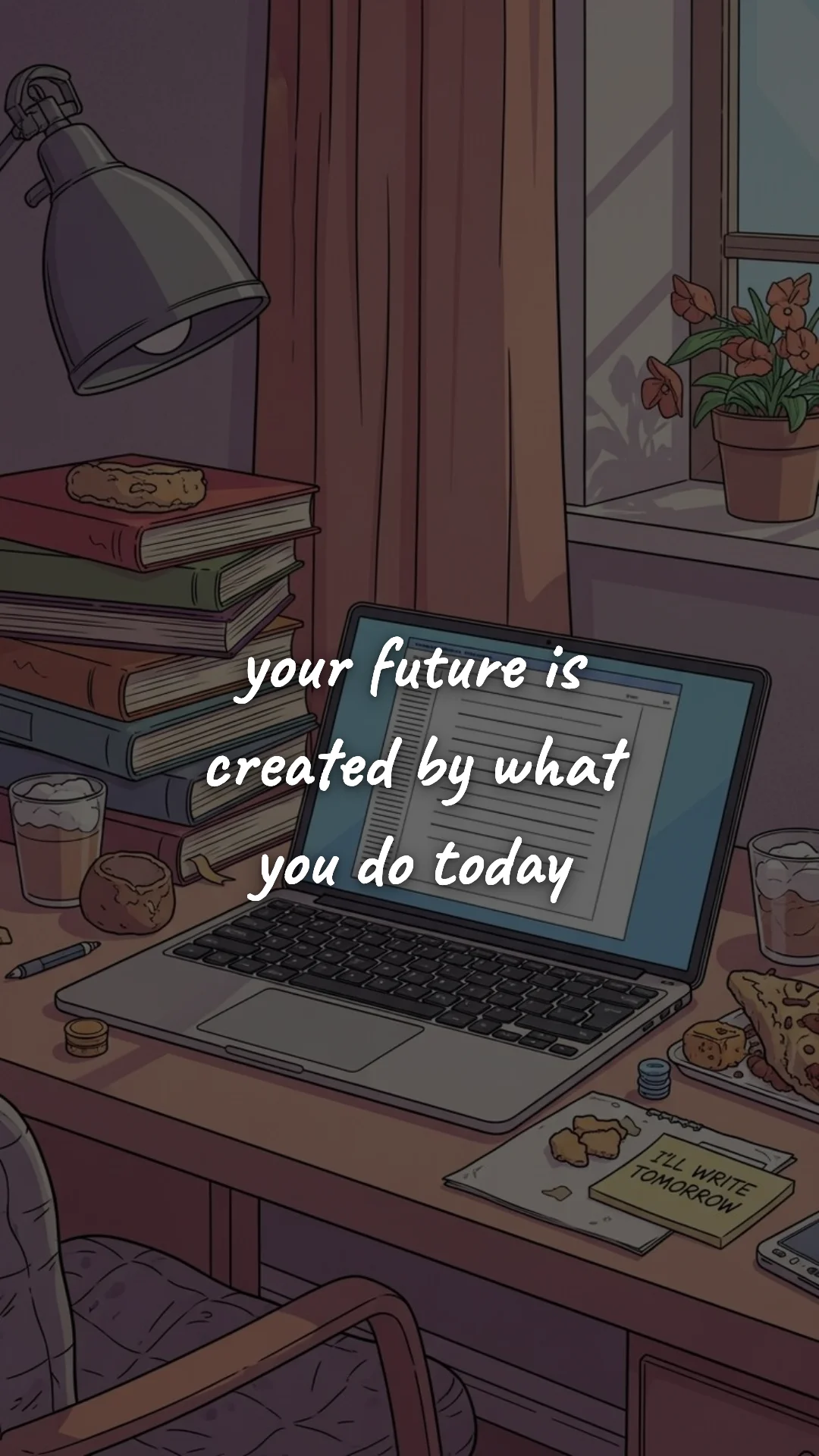 Your future is created by what you do today. — study & student motivation wallpaper